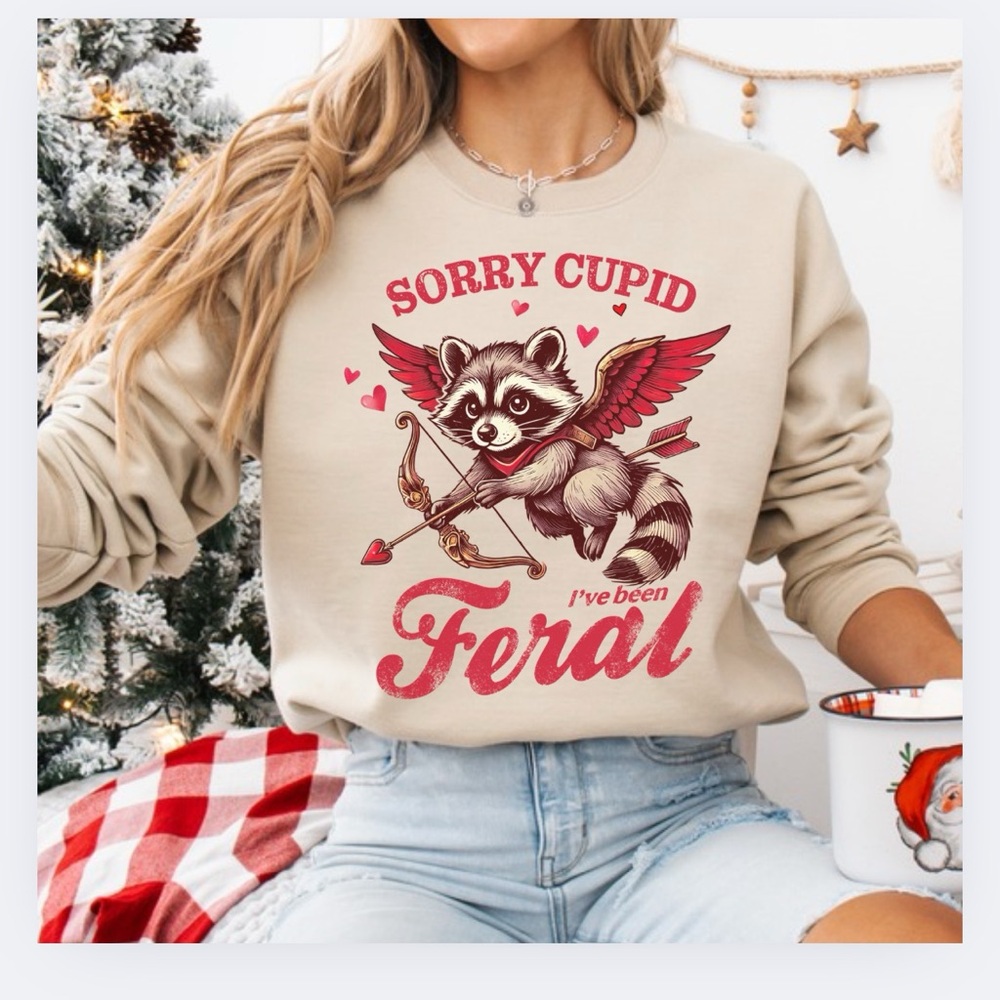 New Graphic “Sorry Cupid” Crew Neck Long Sleeve Sweatshirt